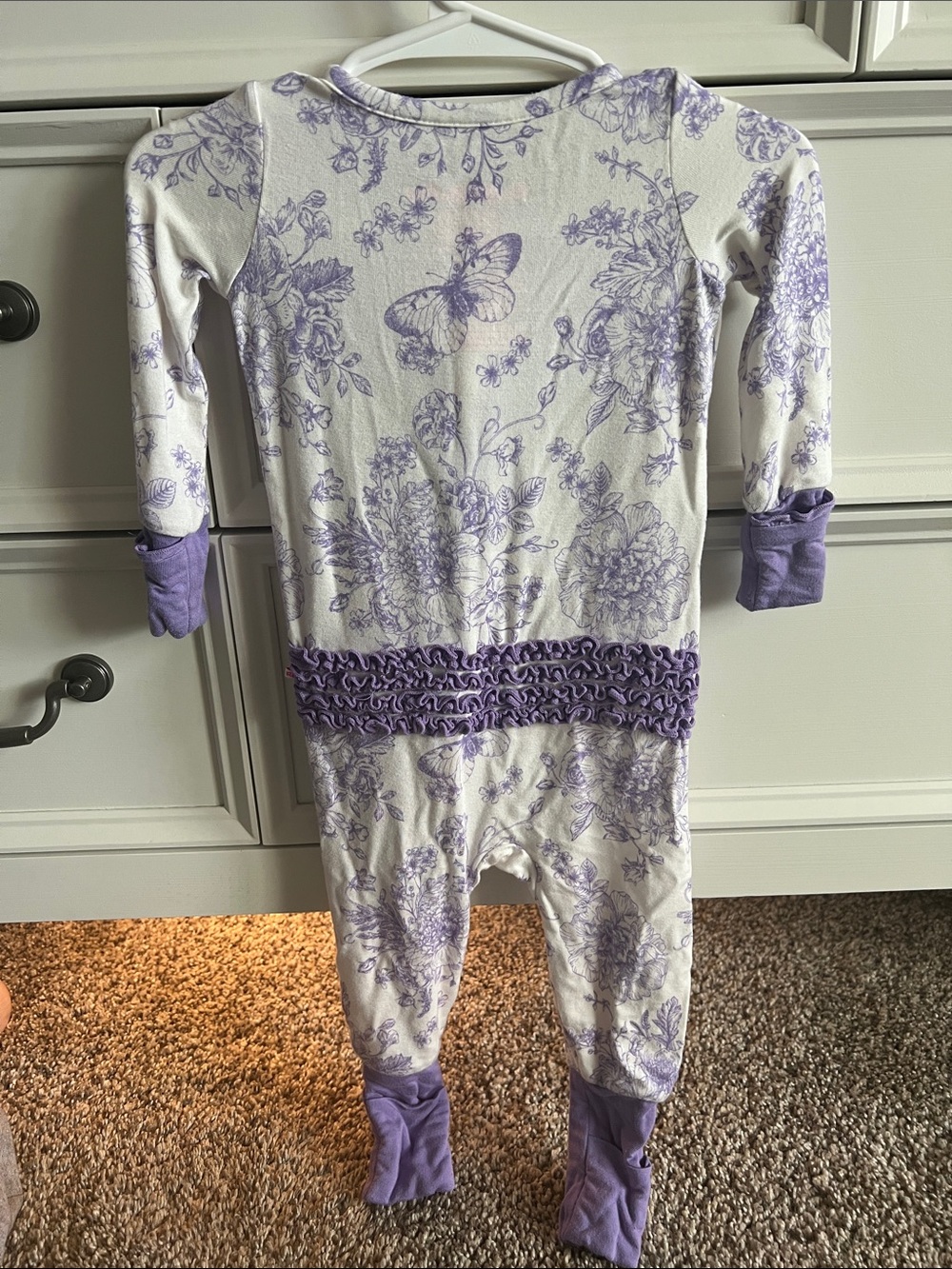 Ruffle Butts Lavender Floral Footed One-Piece Pajama - Picture 2 of 5